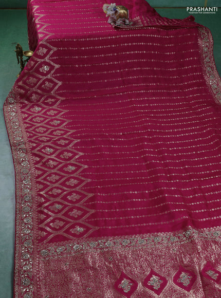 Banarasi silk saree pink with allover zari woven brocade pattern and gottapatti work border