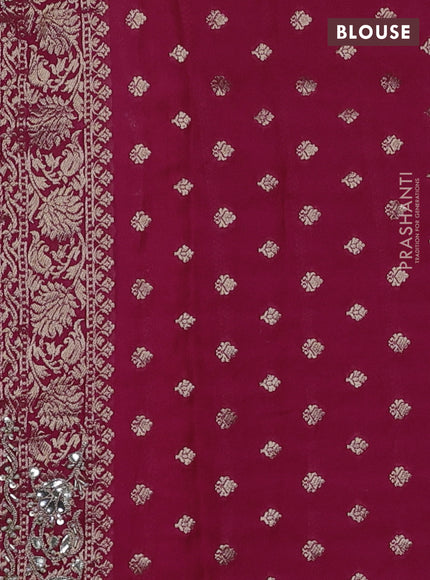 Banarasi silk saree pink with allover zari woven brocade pattern and gottapatti work border