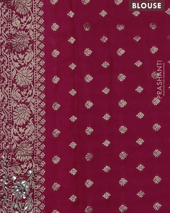Banarasi silk saree pink with allover zari woven brocade pattern and gottapatti work border