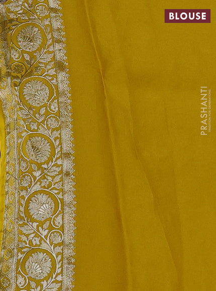 Banarasi silk saree yellow with allover zari woven brocade pattern and gottapatti work border