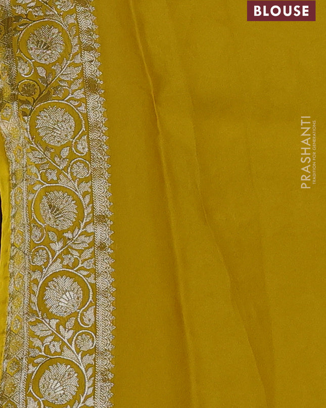 Banarasi silk saree yellow with allover zari woven brocade pattern and gottapatti work border