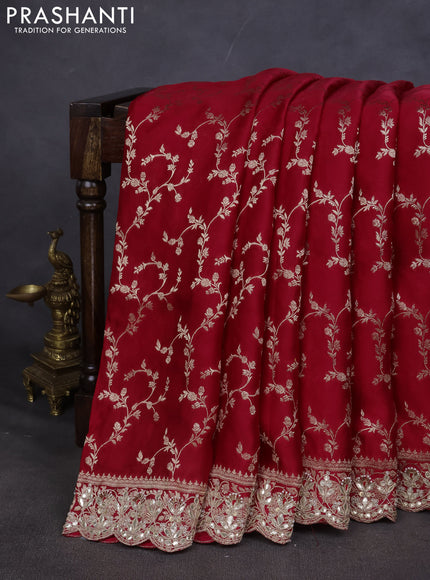 Banarasi silk saree red with allover zari woven brocade pattern and gottapatti work border