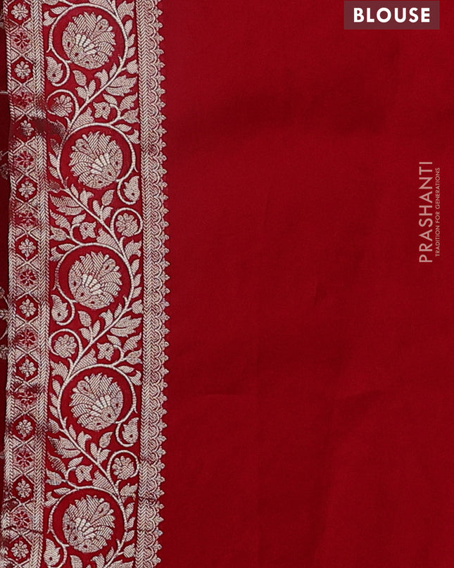 Banarasi silk saree red with allover zari woven brocade pattern and gottapatti work border