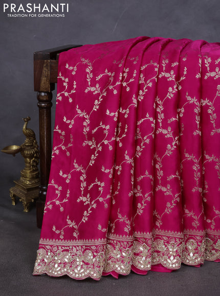 Banarasi silk saree pink with allover zari woven brocade pattern and gottapatti work border