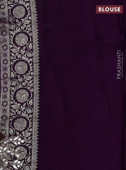 Banarasi silk saree violet with allover zari woven brocade pattern and gottapatti work border