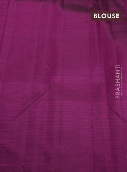 Pure kanchipuram silk saree purple with plain body and temple design zari woven border