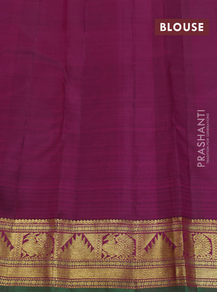 Pure kanchipuram silk saree purple and green with annam zari woven buttas and annam & temple zari woven border