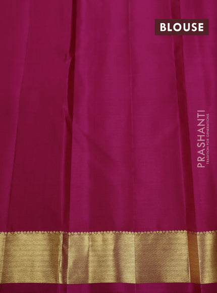 Pure kanchipuram silk saree pink with plain body and temple design zari woven border
