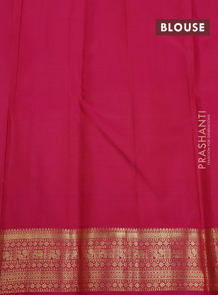 Pure kanchipuram silk saree sunset orange and pink with zari woven buttas and zari woven border