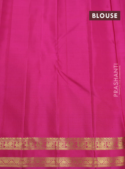 Pure kanchipuram silk saree orange and pink with zari woven buttas and rettapet zari woven border