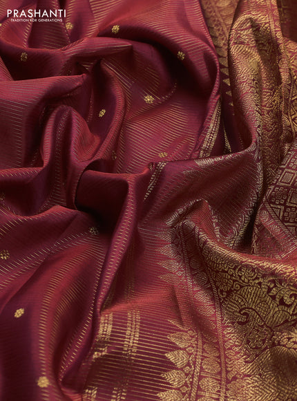 Pure kanchipuram silk saree maroon and green with allover vairaosi pattern & buttas and zari woven border