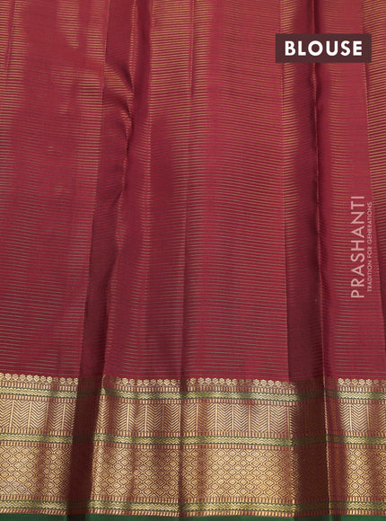 Pure kanchipuram silk saree maroon and green with allover vairaosi pattern & buttas and zari woven border
