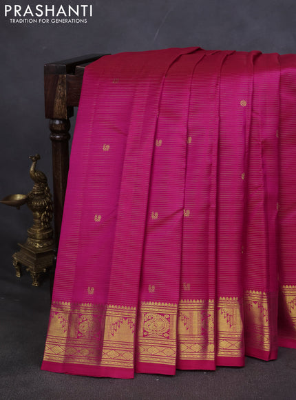 Pure kanchipuram silk saree pink with allover vairaosi pattern & buttas and zari woven border