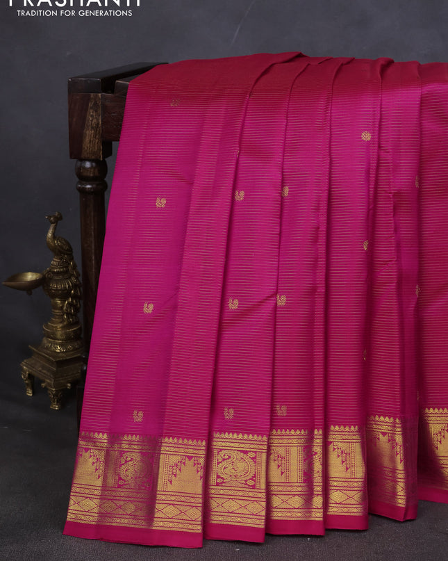 Pure kanchipuram silk saree pink with allover vairaosi pattern & buttas and zari woven border