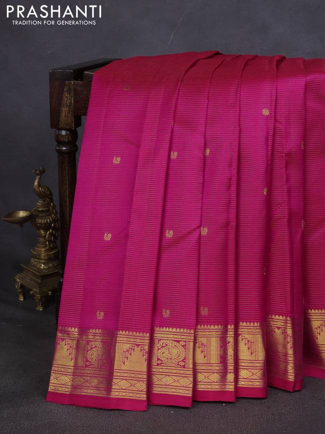 Pure kanchipuram silk saree pink with allover vairaosi pattern & buttas and zari woven border