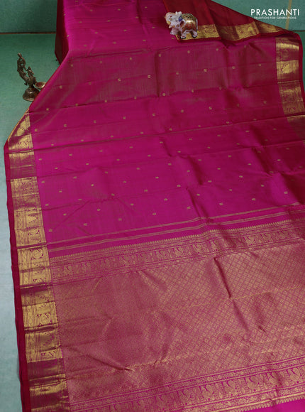 Pure kanchipuram silk saree pink with allover vairaosi pattern & buttas and zari woven border