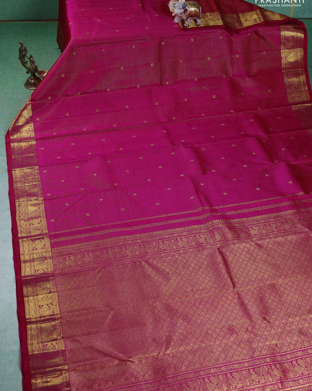 Pure kanchipuram silk saree pink with allover vairaosi pattern & buttas and zari woven border