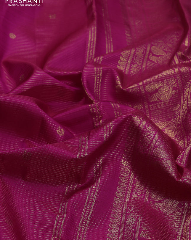 Pure kanchipuram silk saree pink with allover vairaosi pattern & buttas and zari woven border