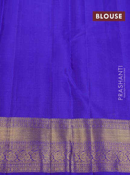Pure kanchipuram silk saree dual shade of green and blue with allover silver & gold zari butta weaves and zari woven border