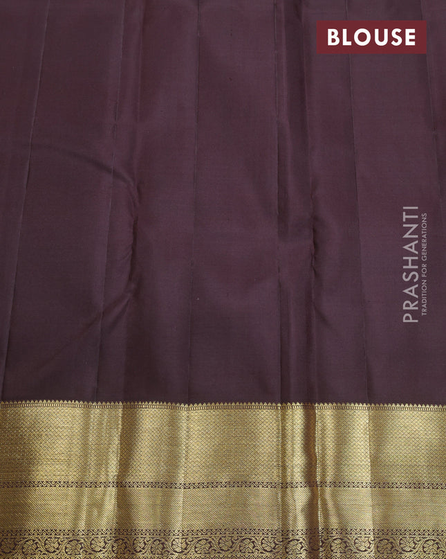 Pure kanchipuram silk saree mauve pink and coffee brown with zari woven buttas and zari woven border