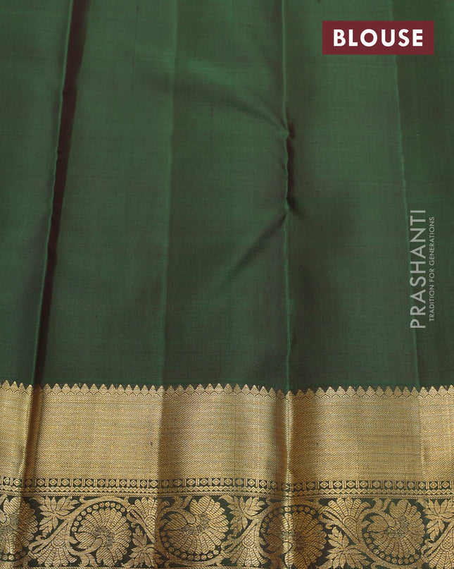 Pure kanchipuram silk saree maroon and green with zari woven buttas and zari woven border