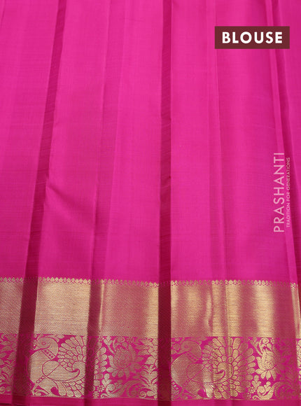 Pure kanchipuram silk saree purple and pink with zari woven buttas and zari woven border