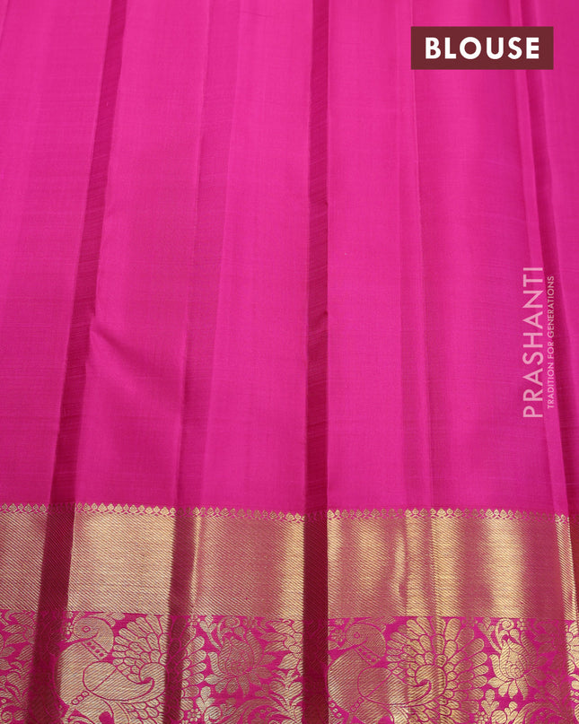Pure kanchipuram silk saree purple and pink with zari woven buttas and zari woven border