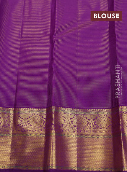 Pure kanchipuram silk saree purple with allover vairaosi pattern & buttas and zari woven border