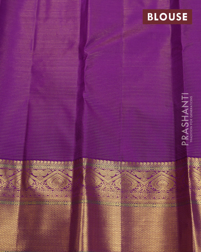 Pure kanchipuram silk saree purple with allover vairaosi pattern & buttas and zari woven border