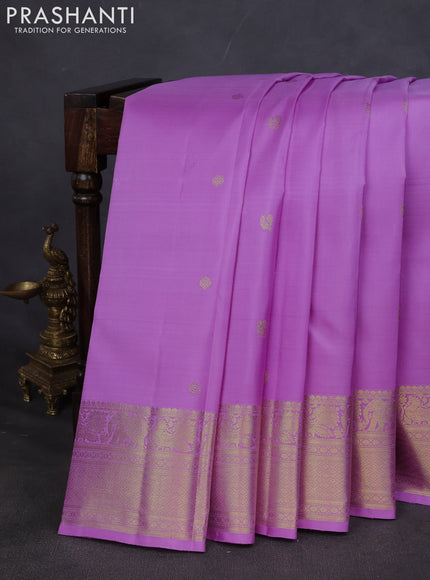 Pure kanchipuram silk saree lavender with annam zari woven buttas and zari woven border