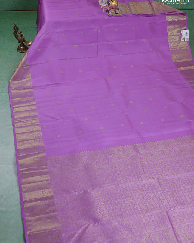 Pure kanchipuram silk saree lavender with annam zari woven buttas and zari woven border