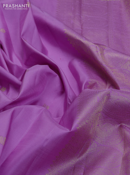 Pure kanchipuram silk saree lavender with annam zari woven buttas and zari woven border