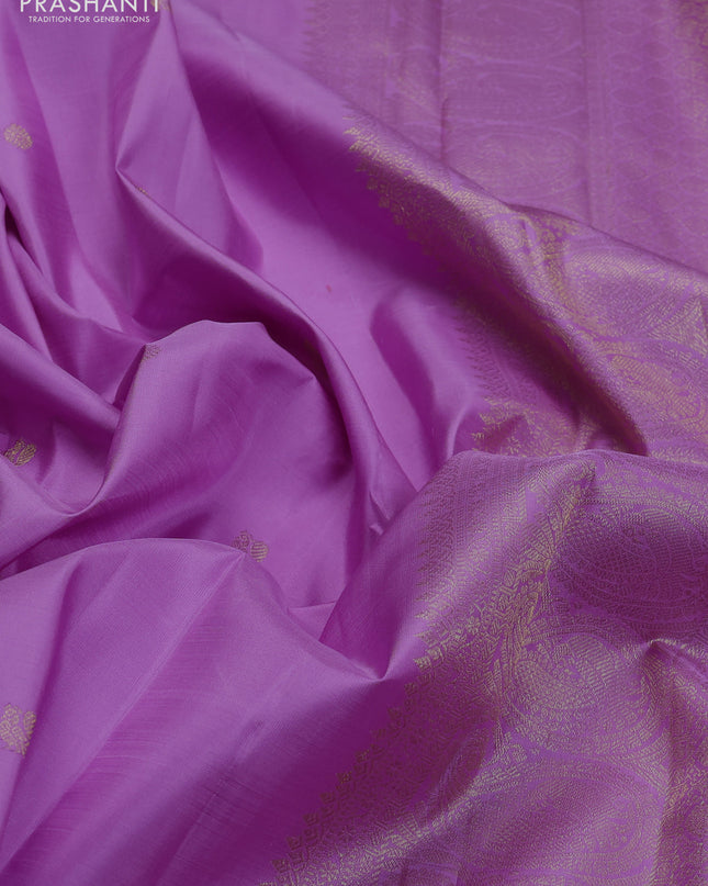 Pure kanchipuram silk saree lavender with annam zari woven buttas and zari woven border