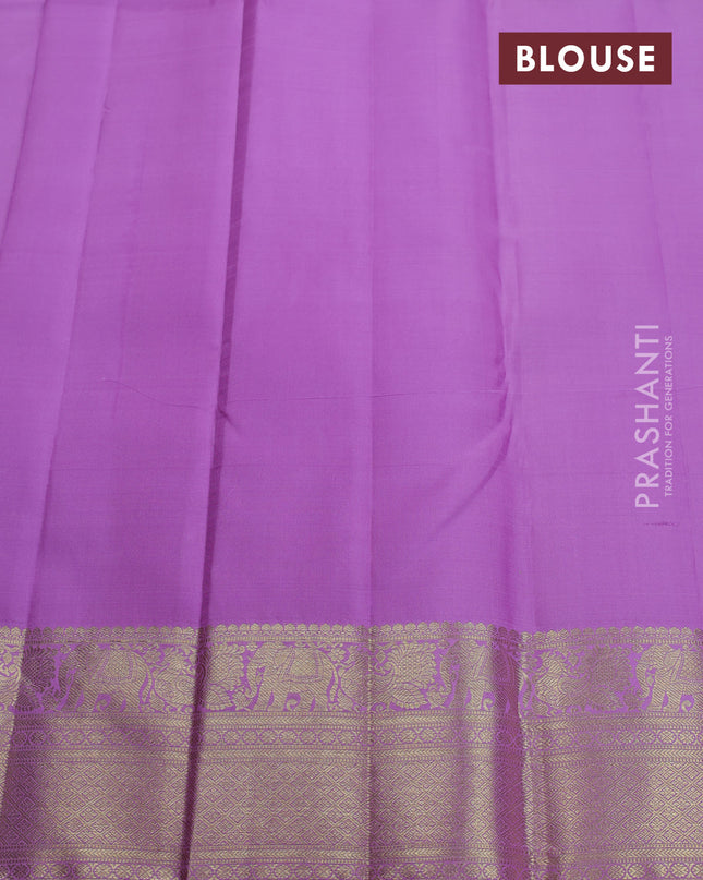 Pure kanchipuram silk saree lavender with annam zari woven buttas and zari woven border