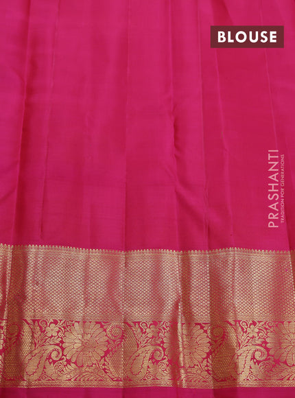 Pure kanchipuram silk saree green and purple with zari woven buttas and zari woven border