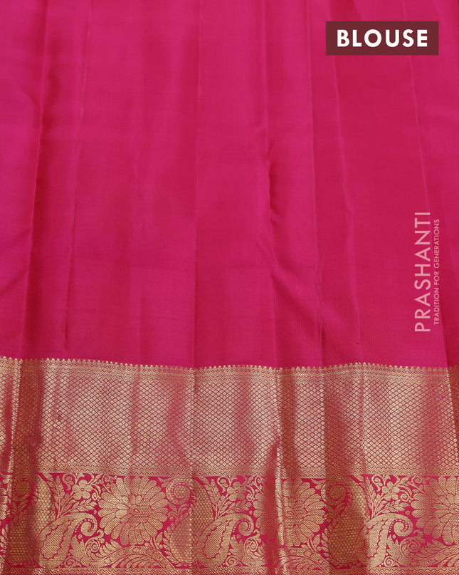 Pure kanchipuram silk saree green and purple with zari woven buttas and zari woven border