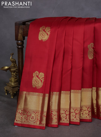 Pure kanchipuram silk saree red with zari woven buttas and zari woven border