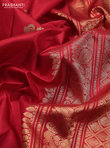 Pure kanchipuram silk saree red with zari woven buttas and zari woven border