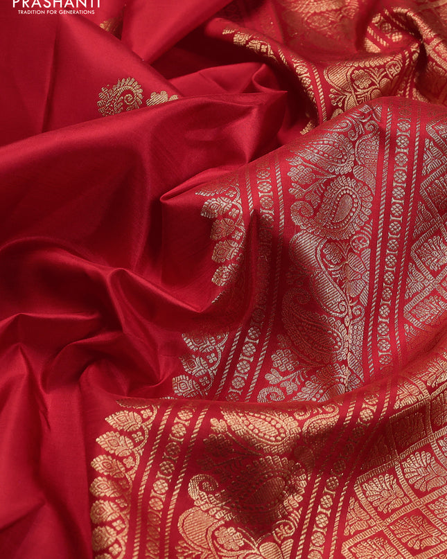 Pure kanchipuram silk saree red with zari woven buttas and zari woven border