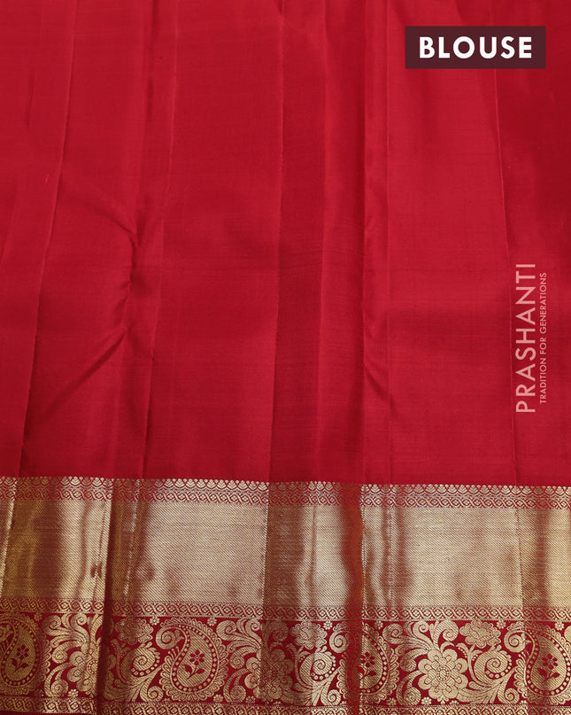 Pure kanchipuram silk saree red with zari woven buttas and zari woven border