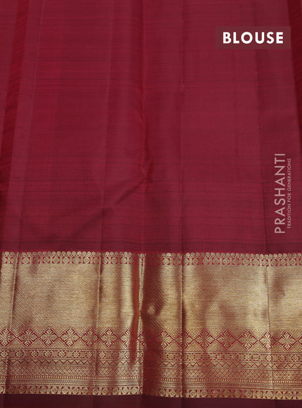 Pure kanchipuram silk saree mustard yellow and maroon with zari woven buttas and zari woven border