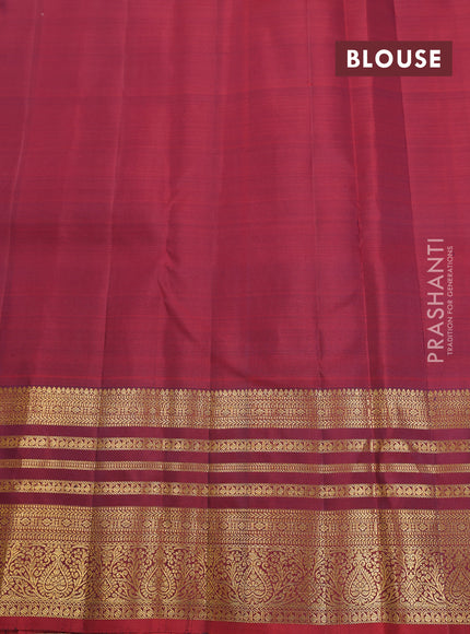 Pure kanchipuram silk saree deep jamun and maroon with annam zari woven buttas and zari woven border