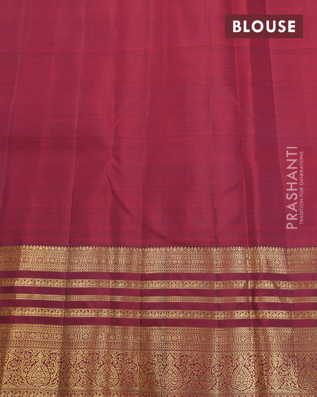 Pure kanchipuram silk saree deep jamun and maroon with annam zari woven buttas and zari woven border