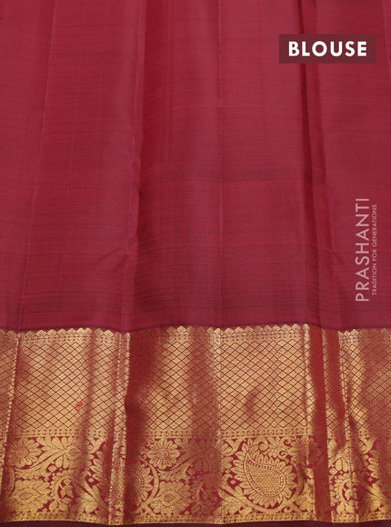 Pure kanchipuram silk saree orange and maroon with annam zari woven buttas and zari woven border