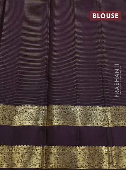 Pure kanchipuram silk saree rustic orange and deep wine with allover zari checks & lakshadeepam buttas and rettapet zari woven border