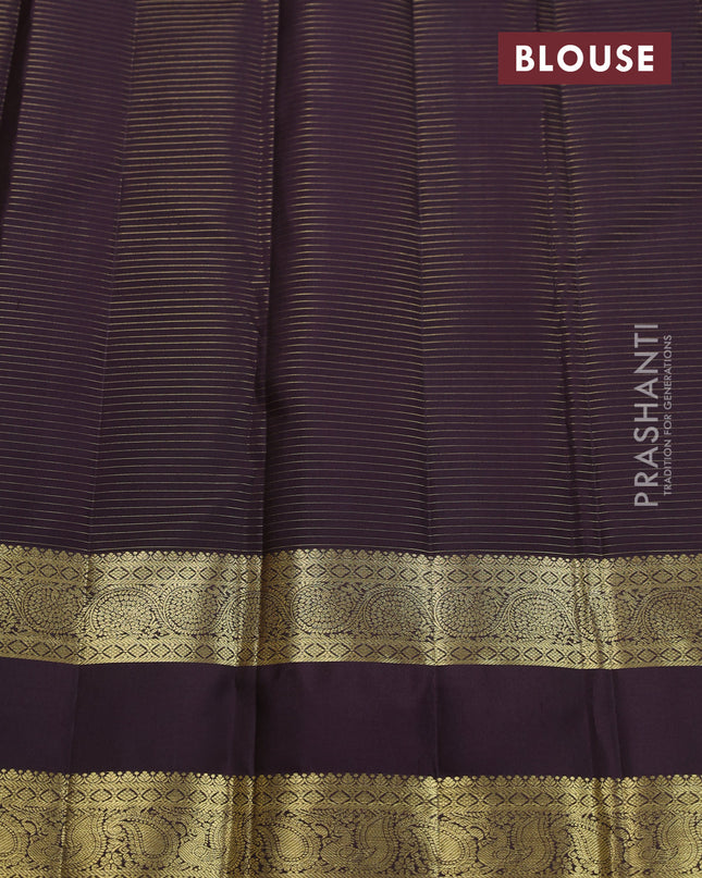 Pure kanchipuram silk saree rustic orange and deep wine with allover zari checks & lakshadeepam buttas and rettapet zari woven border
