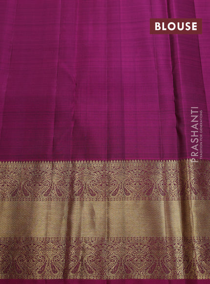 Pure kanchipuram silk saree pastel green and magenta pink with allover zari weaves and zari woven border