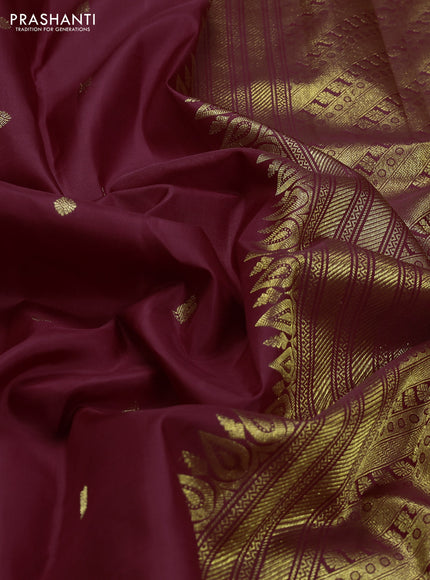 Pure kanchipuram silk saree maroon with annam zari woven buttas and long elephant zari woven border