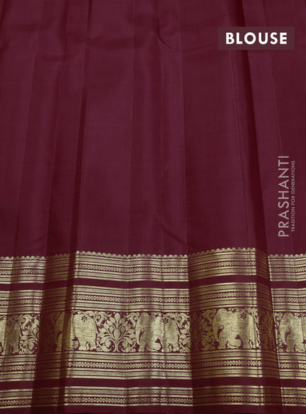 Pure kanchipuram silk saree maroon with annam zari woven buttas and long elephant zari woven border