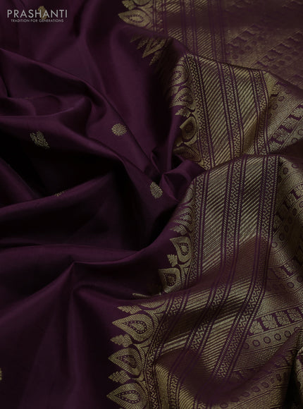 Pure kanchipuram silk saree deep wine with annam zari woven buttas and long elephant zari woven border
